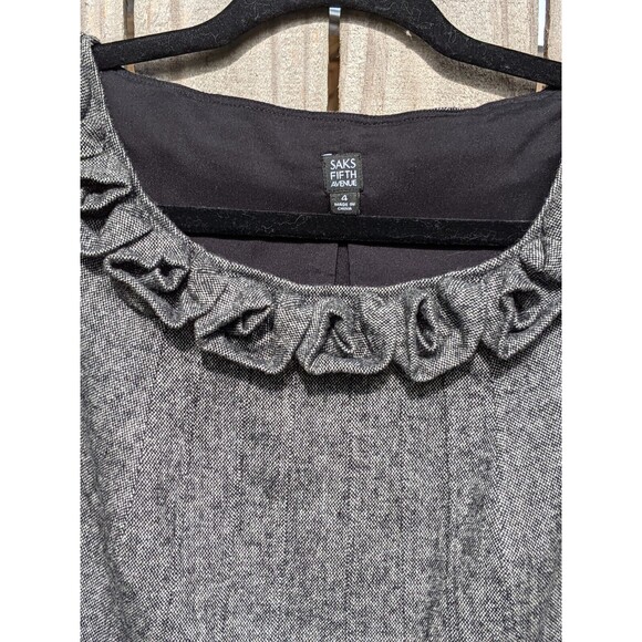 Saks Fifth Avenue Gray Wool Dress with Roses size 4 - Picture 8 of 16